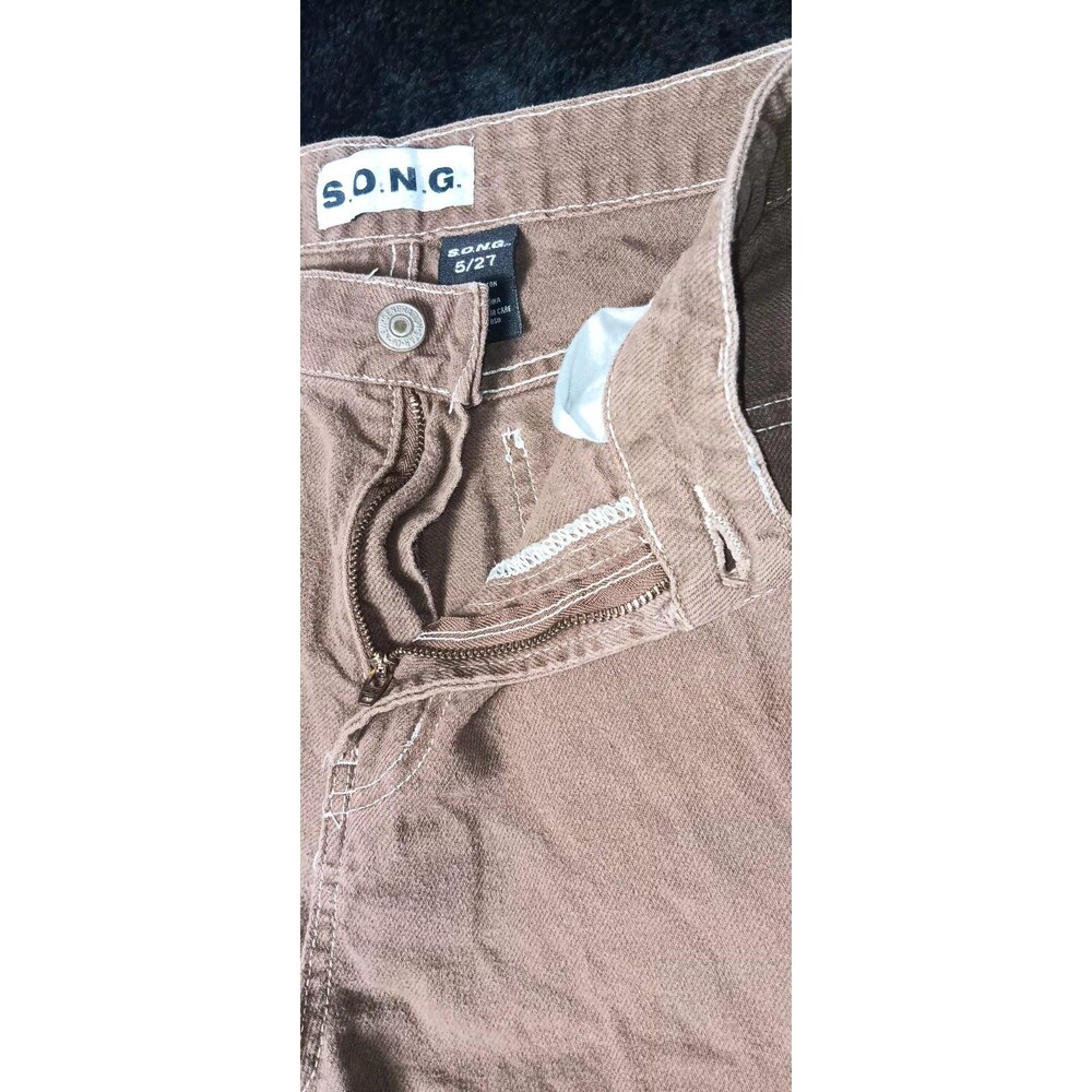 SONG Y2K 90s Boyfriend Cargo Utility Pants Juniors 5/27 Brown Gorpcore Cabincore - Picture 10 of 12